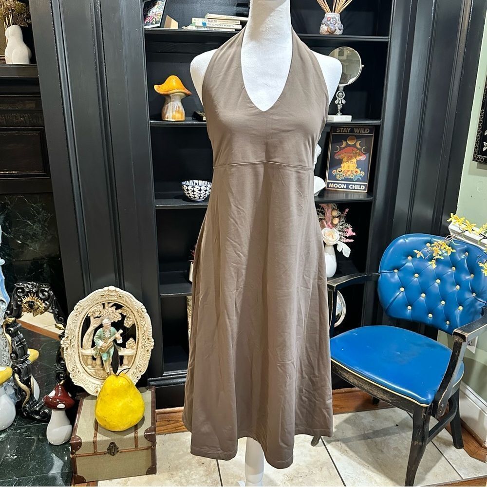 Patagonia Morning Glory Halter Dress – Size L – Earthenware – Moisture-Wicking